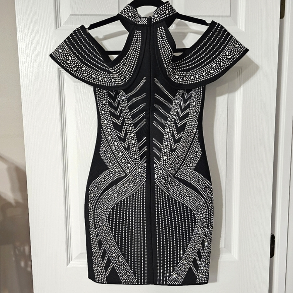 HP🎉 Fashion Nova Kristy Embellished Mini Dress - Size M - Picture 7 of 15